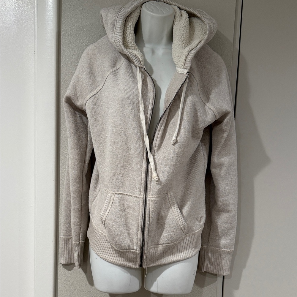 American Eagle Outfitters Beige Zip-Up Hoodie